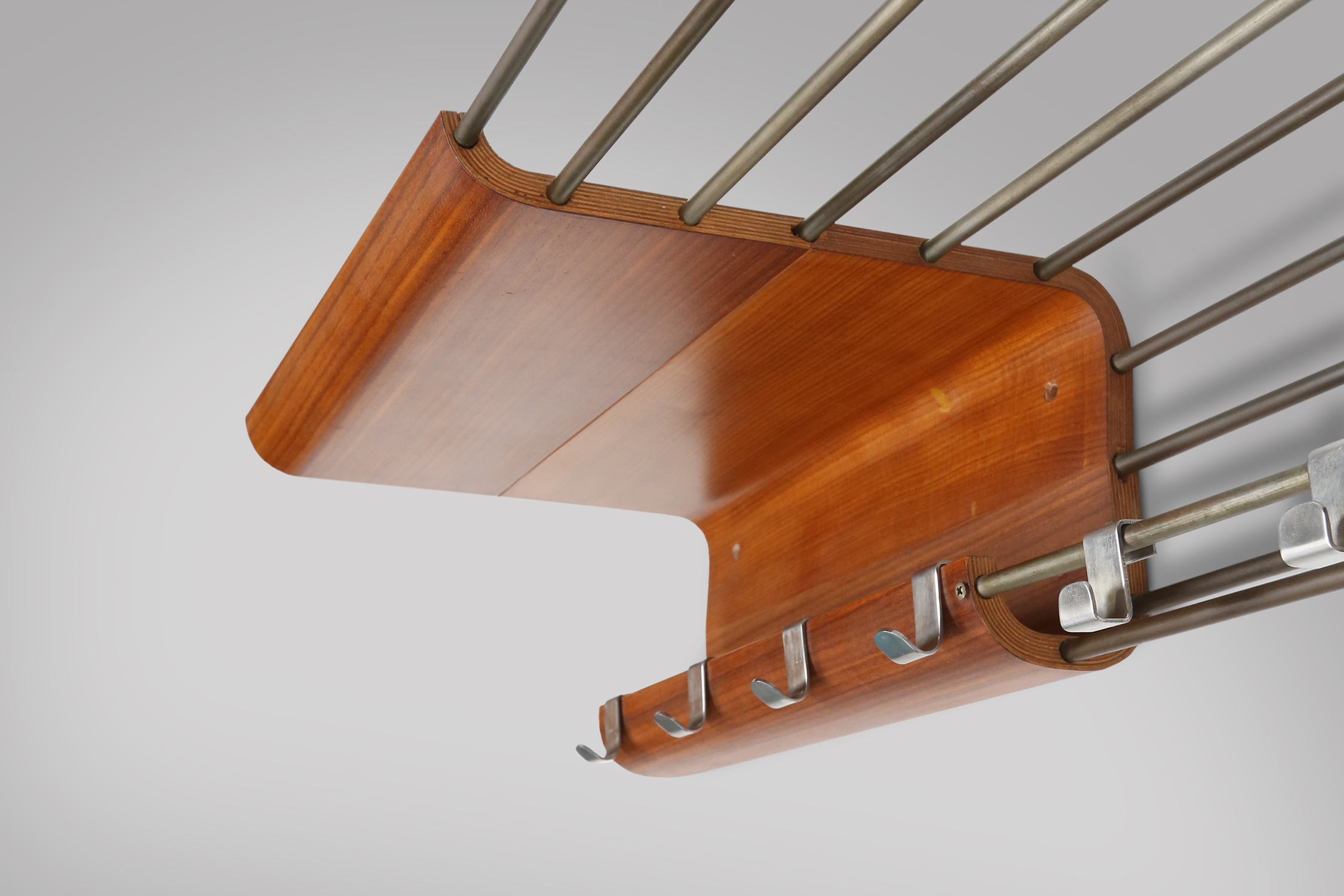 Mid-century coatrack by De Coene in bent plywood, Belgium 1960thumbnail